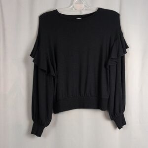 Express Black‎ Ruffle Sleeve Sweater Small